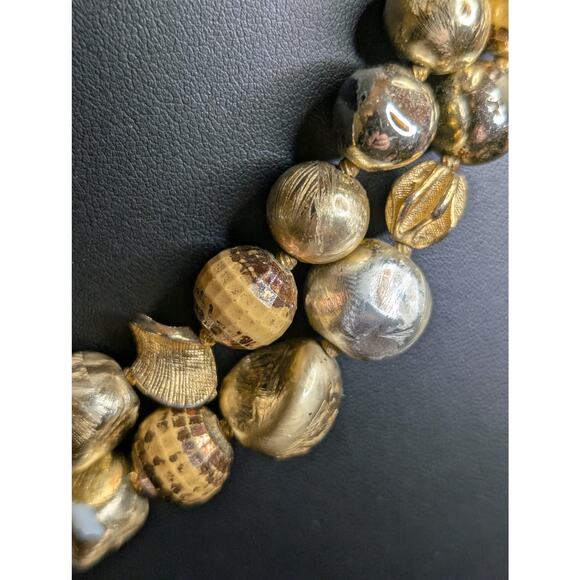 VTG Signed Hattie Carnegie Two Strand Goldtone & Silver Tone Beaded 19" Necklace - Picture 13 of 15